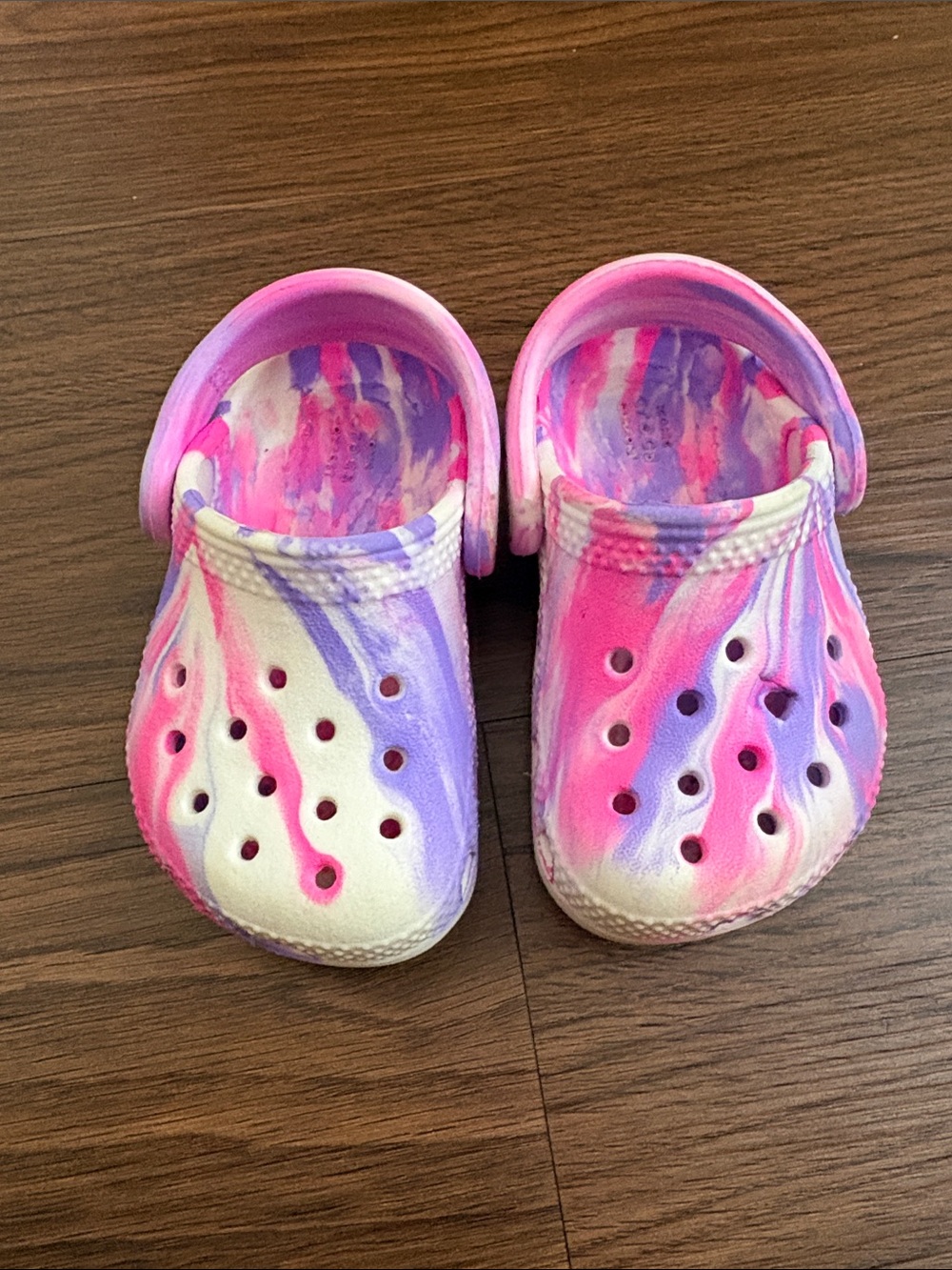 CROCS Kids Swirl Pink Purple White Clogs